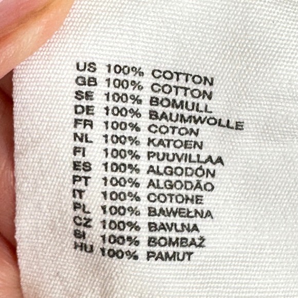 H&M L.O.G.G.White Embroidered Blouse Top Button Down Cotton Shirt Women's Size 4 - Picture 9 of 10